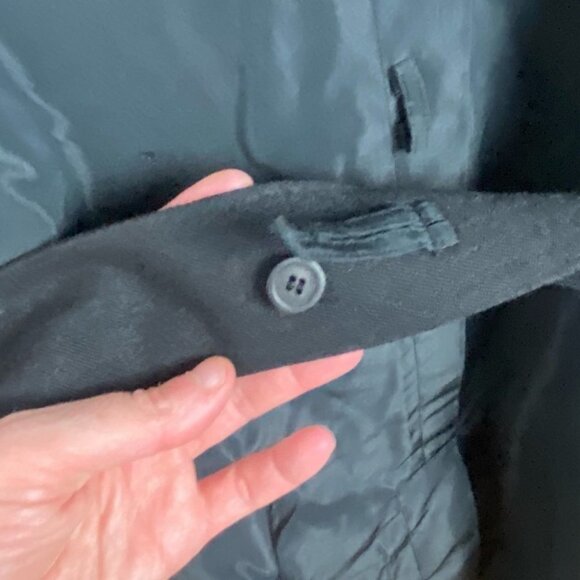 Vera Wang Collection Trench Coat Black Belted Size 0 Jacket Minimalist Oversized - Picture 12 of 14